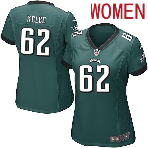 Women Philadelphia Eagles #62 Jason Kelce Nike Midnight Green Game NFL Jersey->women nfl jersey->Women Jersey